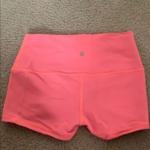 Coral lululemon spandex shorts